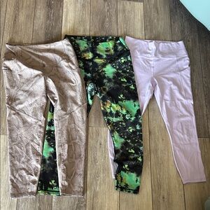 Fabletics and EVCR Leggings- Snake Print, Tie-Dye, and Purple